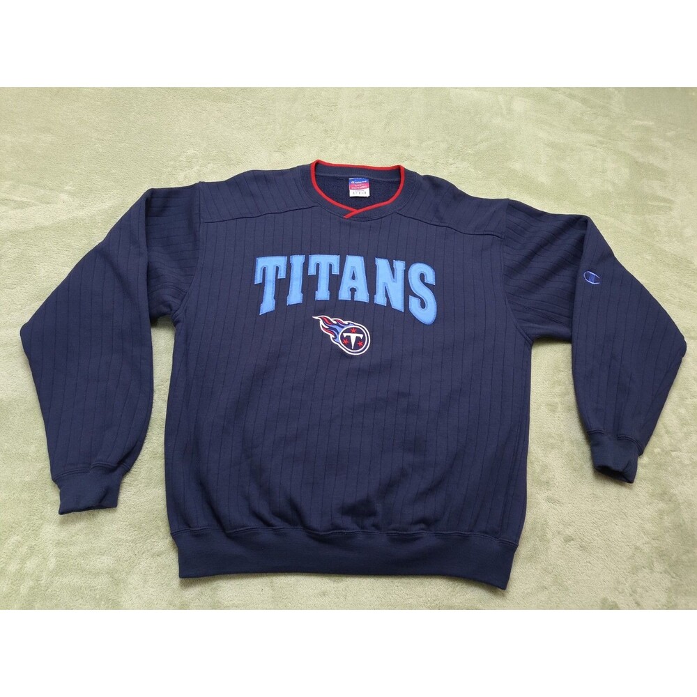 Mens Sweater Adult Large  Champion Brand  Titans Blue  Crewneck Long Sleeve